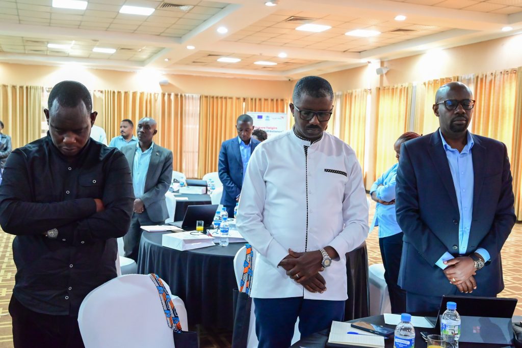 Figure 1: we start with the opening prayer at the Dukore Twigire Project launch.